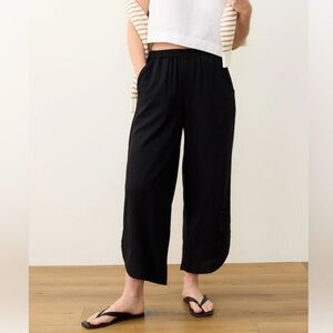 Marine Layer Women's Allison lightweight summer Black Wide-Leg Pants Cropped s